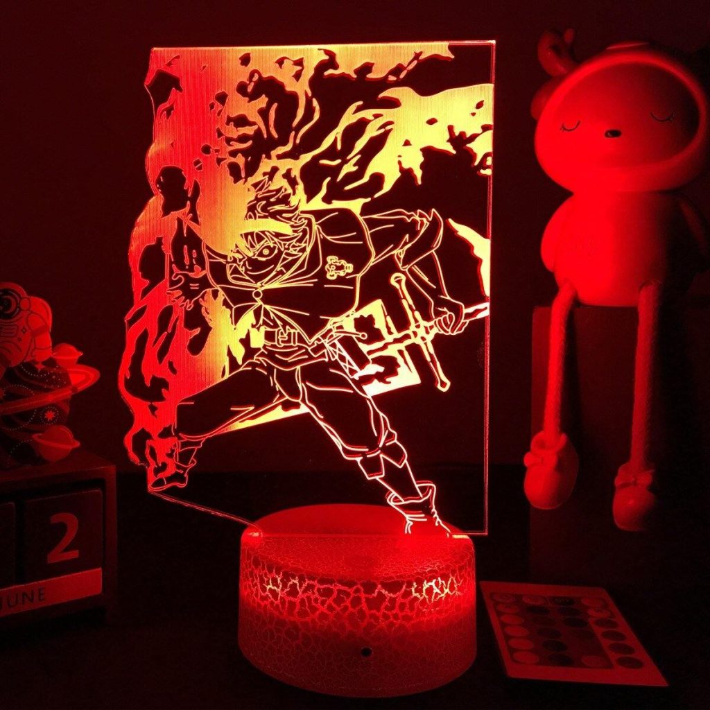 3D LED Lamp Anime Black Clover Night Light Asta Figure RGB Colorful Bedside Lamp for Kids - Anime Gifts Store