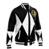 Black Ranger MMPR Varsity Jacket F LEFT Mockup - Anime Gifts Store