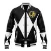 Black Ranger MMPR Varsity Jacket FRONT Mockup - Anime Gifts Store