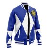 Blue Ranger MMPR Varsity Jacket F LEFT Mockup - Anime Gifts Store