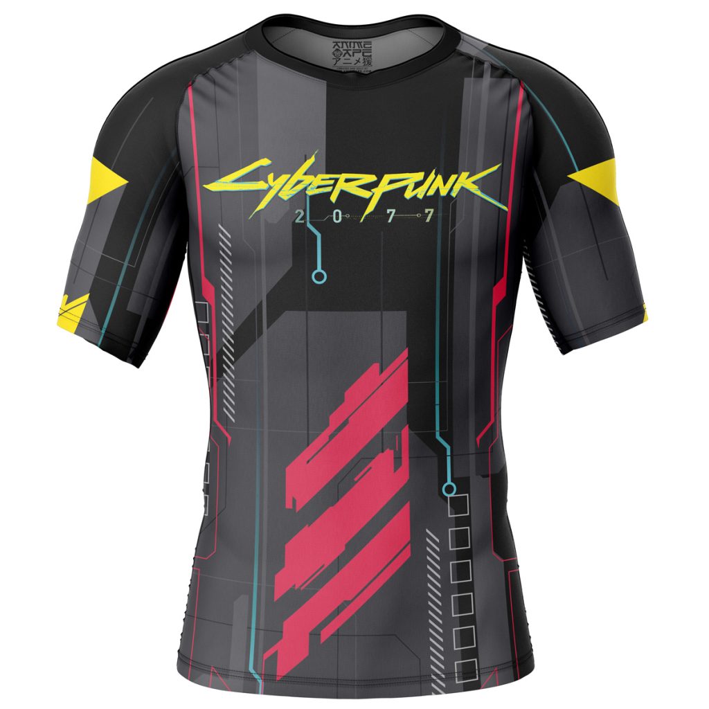 Cyber Punk Short Sleeve Rash Guard front - Anime Gifts Store