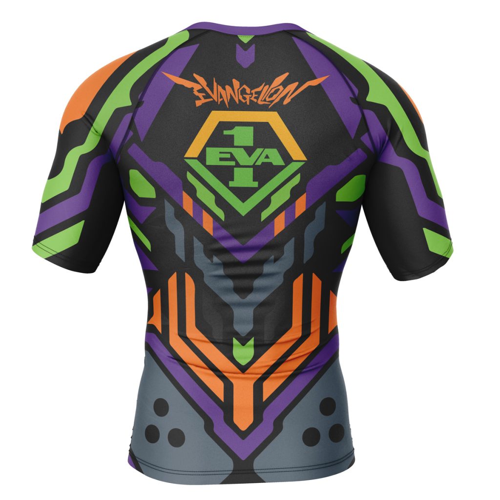 Evangelion 01 Short Sleeve Rash Guard back - Anime Gifts Store