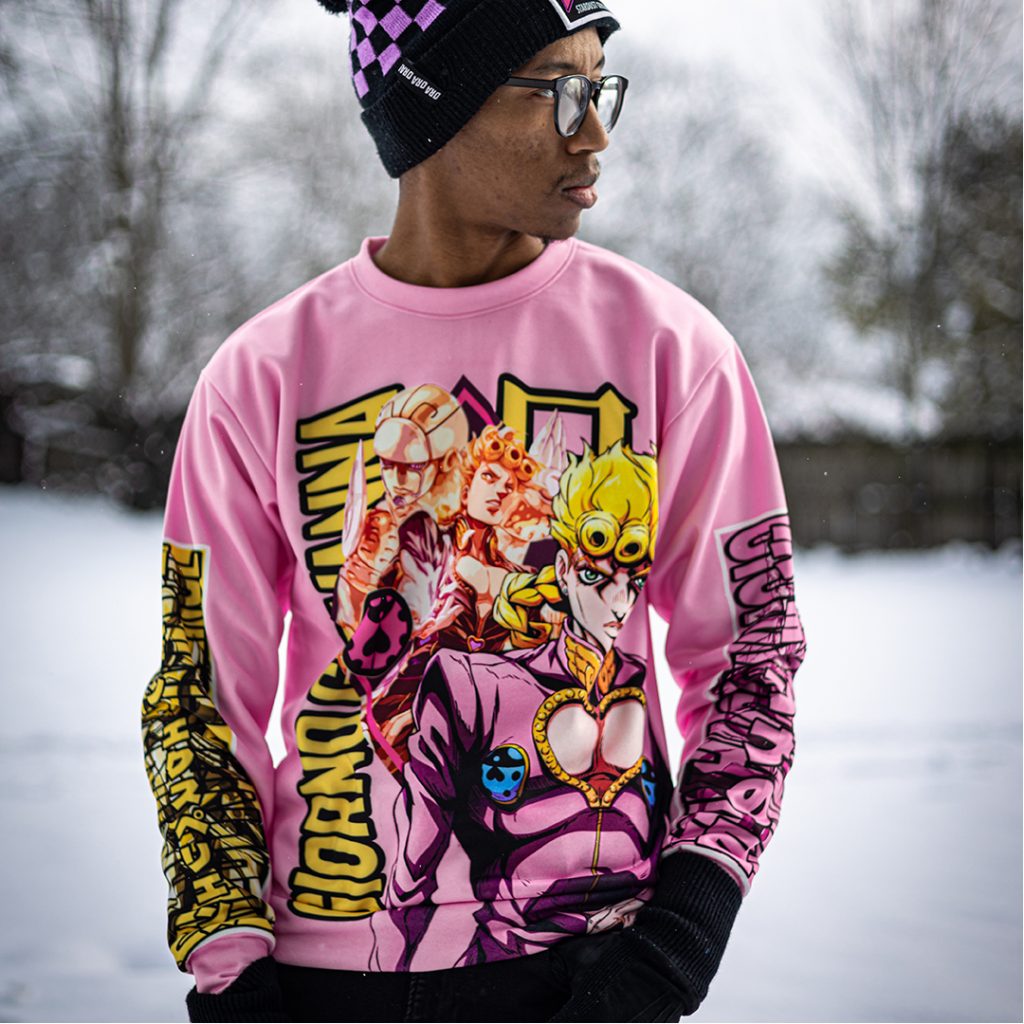 Giorno Giovanna Jojos Bizarre Adventure Streetwear Sweatshirt Front 1 - Anime Gifts Store