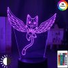 Kids Night Light Fairy Tail Cat Happy Fly Figure Lamp for Child Bedoom Decoration Led Touch - Anime Gifts Store