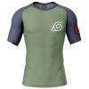 Konohagakure Jounin Uniform Naruto Rashguards Short Sleeve FRONT Mockup - Anime Gifts Store