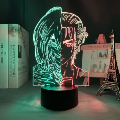Led Anime Light Attack on Titan Eren Titan Half Face for Bedroom Decoration Dual Color Light - Anime Gifts Store