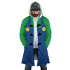 Luigi SMB AOP Hooded Cloak Coat FRONT Mockup - Anime Gifts Store