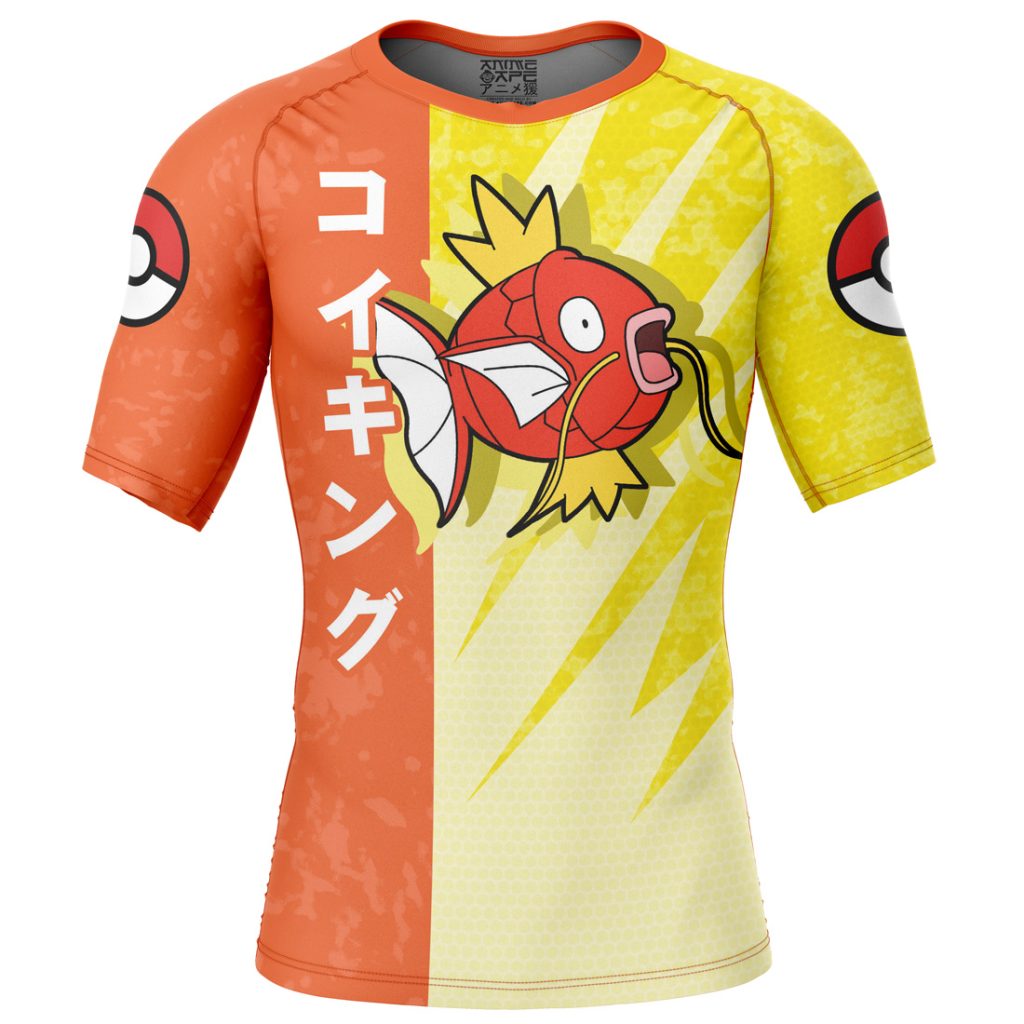 Magikarp Attack P Rashguards Short Sleeve FRONT Mockup - Anime Gifts Store