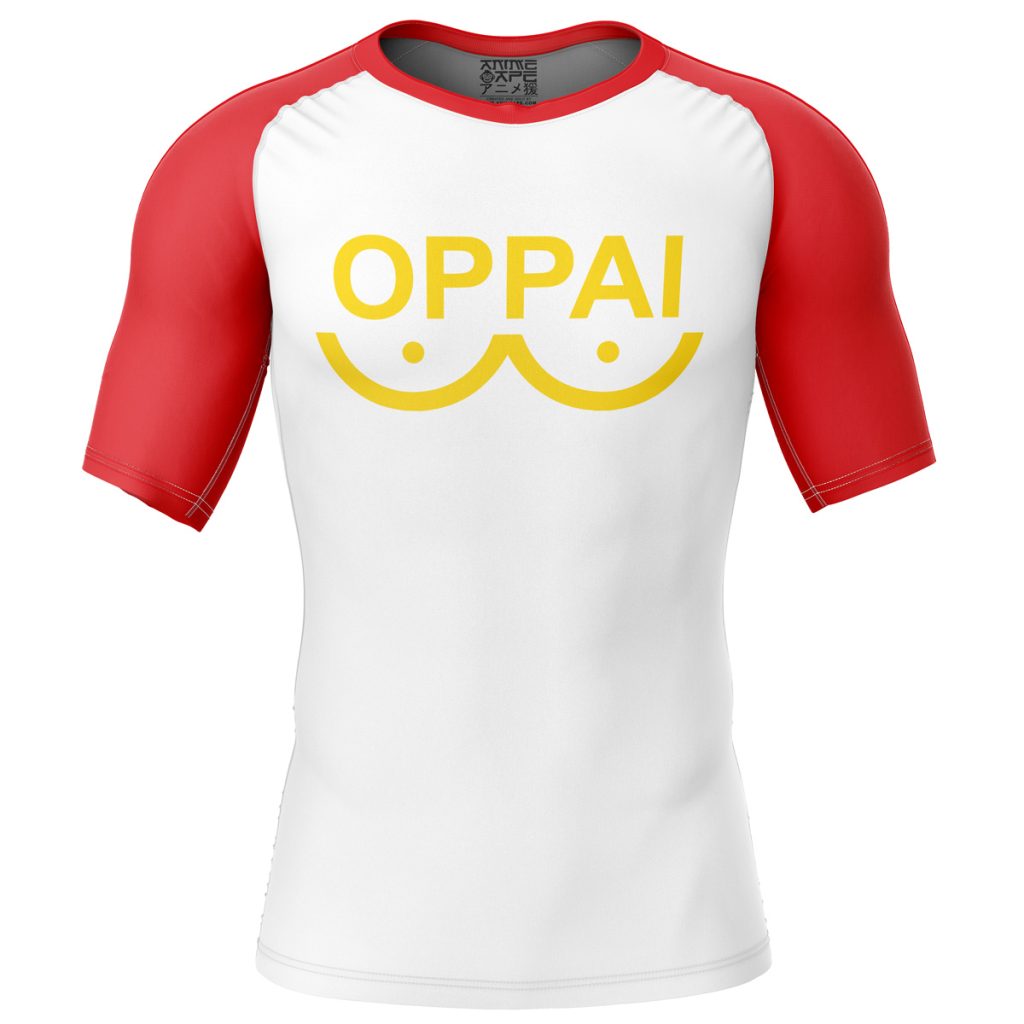 Oppai Short Sleeve Rash Guard front - Anime Gifts Store