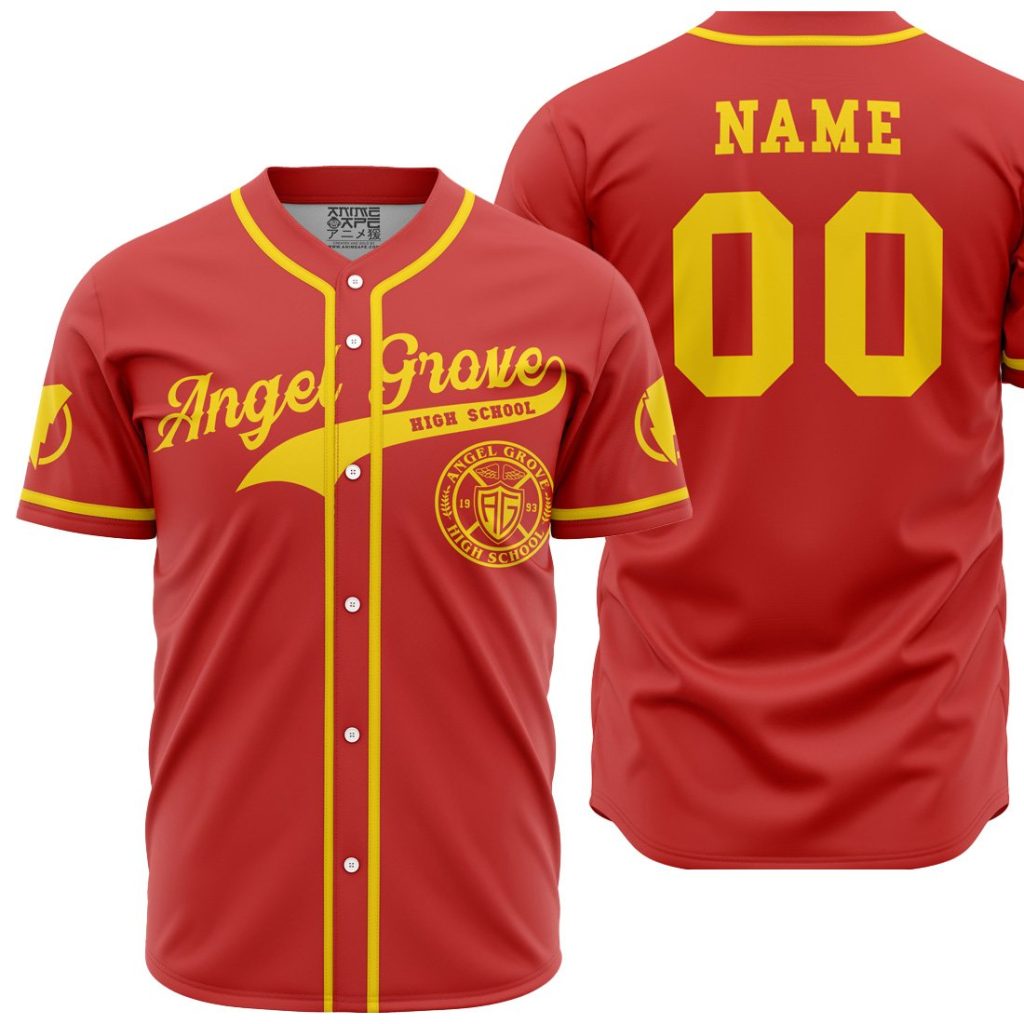 Personalized Angel Grove High School PR AOP Baseball Jersey MAIN Mockup - Anime Gifts Store