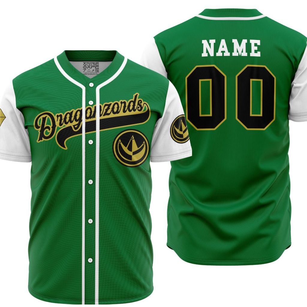 Personalized Dragonzords Green PR AOP Baseball Jersey MAIN Mockup - Anime Gifts Store