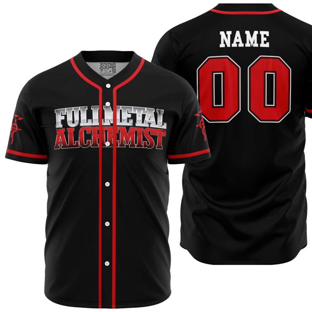 Personalized Elric FMA AOP Baseball Jersey MAIN Mockup - Anime Gifts Store