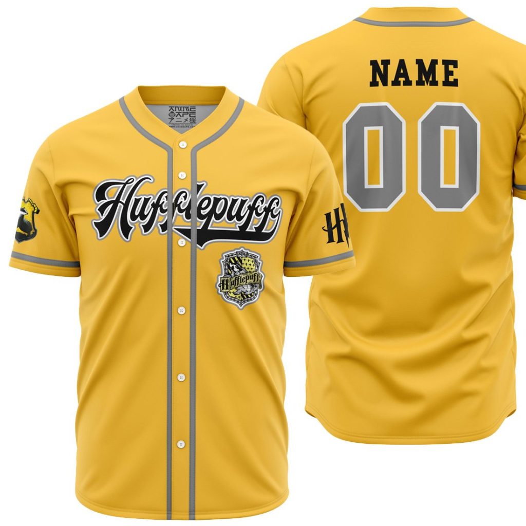 Personalized Hufflepuff House HP AOP Baseball Jersey MAIN Mockup - Anime Gifts Store