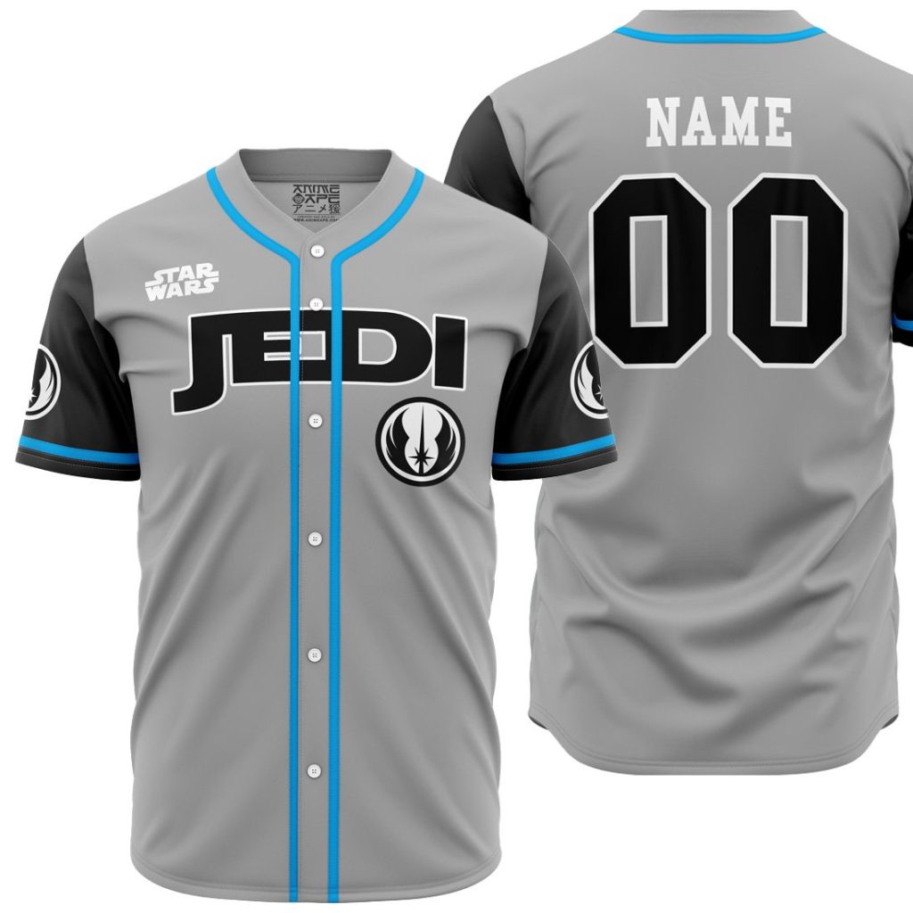 Personalized Jedi Skywalker SW AOP Baseball Jersey MAIN Mockup - Anime Gifts Store