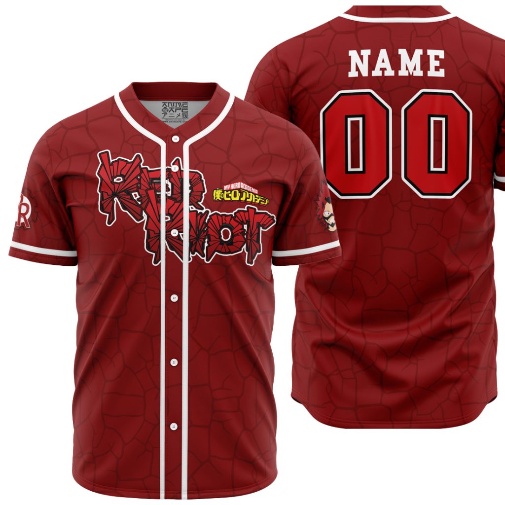 Personalized Kirishima Red Riot MHA AOP Baseball Jersey MAIN Mockup - Anime Gifts Store