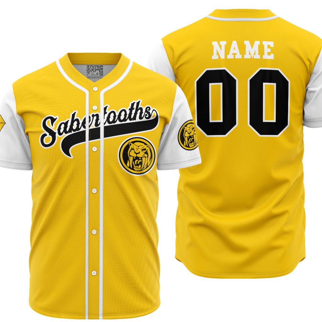 Personalized Sabertooths Yellow PR AOP Baseball Jersey MAIN Mockup 1 - Anime Gifts Store