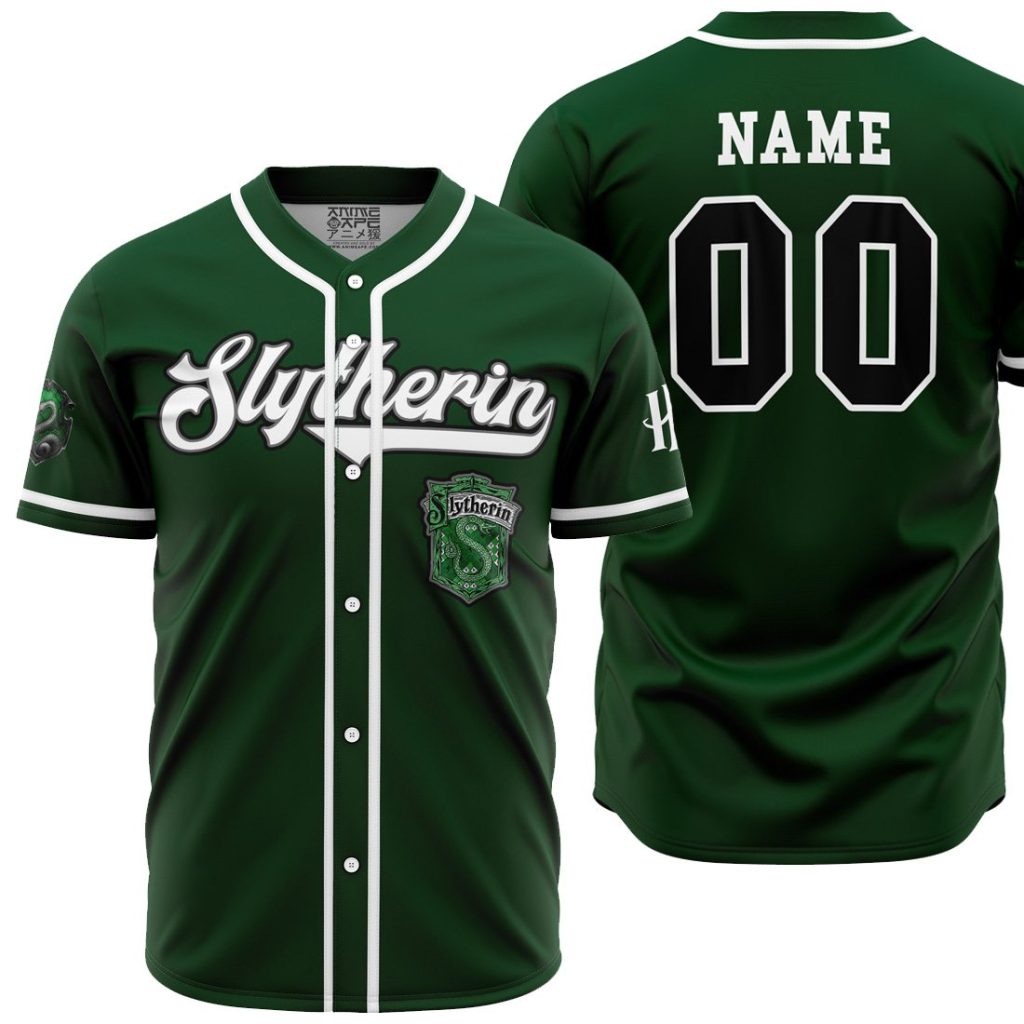 Personalized Slytherin HP AOP Baseball Jersey MAIN Mockup - Anime Gifts Store