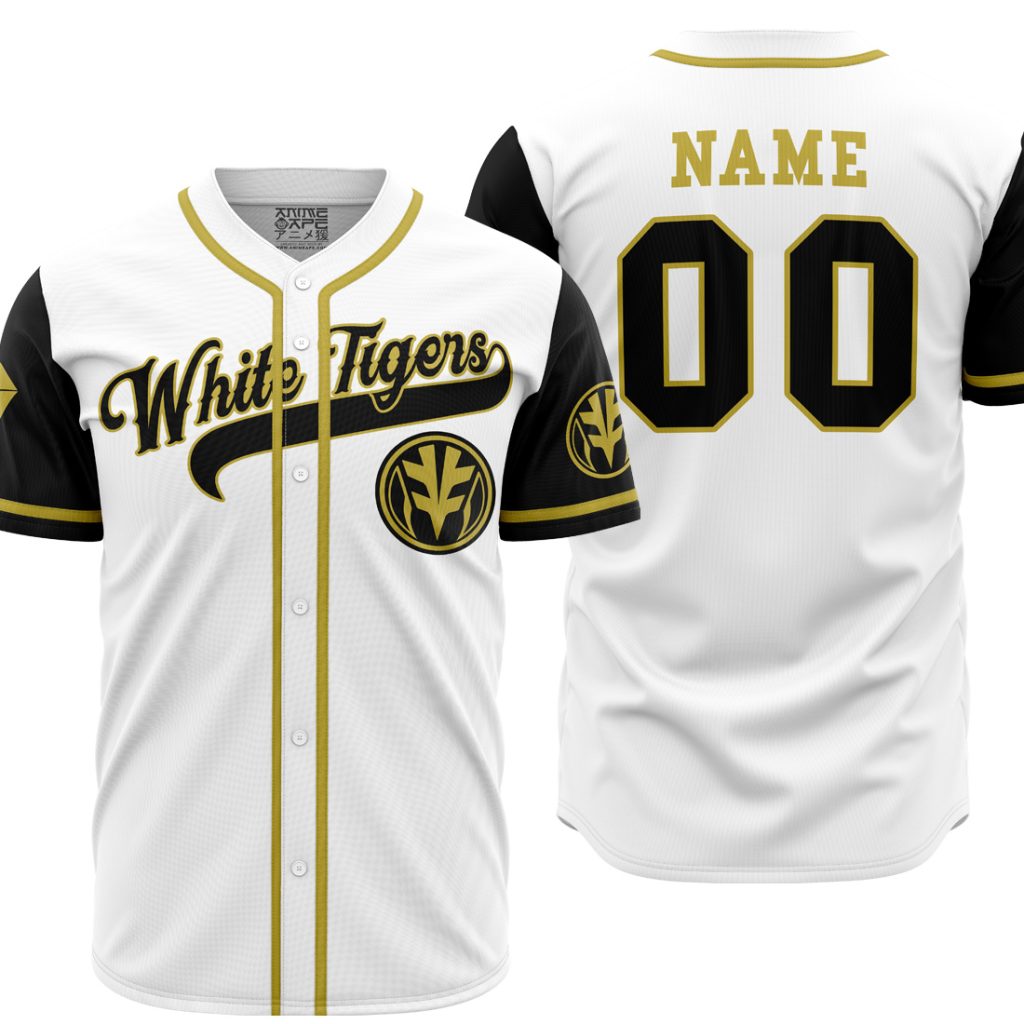 Personalized White Tigers White PR AOP Baseball Jersey MAIN Mockup - Anime Gifts Store