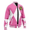 Pink Ranger MMPR Varsity Jacket F LEFT Mockup - Anime Gifts Store