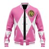 Pink Ranger MMPR Varsity Jacket FRONT Mockup - Anime Gifts Store