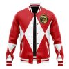 Red Ranger MMPR Varsity Jacket FRONT Mockup - Anime Gifts Store