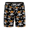 Trippy Luffy One Piece Hawaiian Shorts FRONT Mockup Knot - Anime Gifts Store