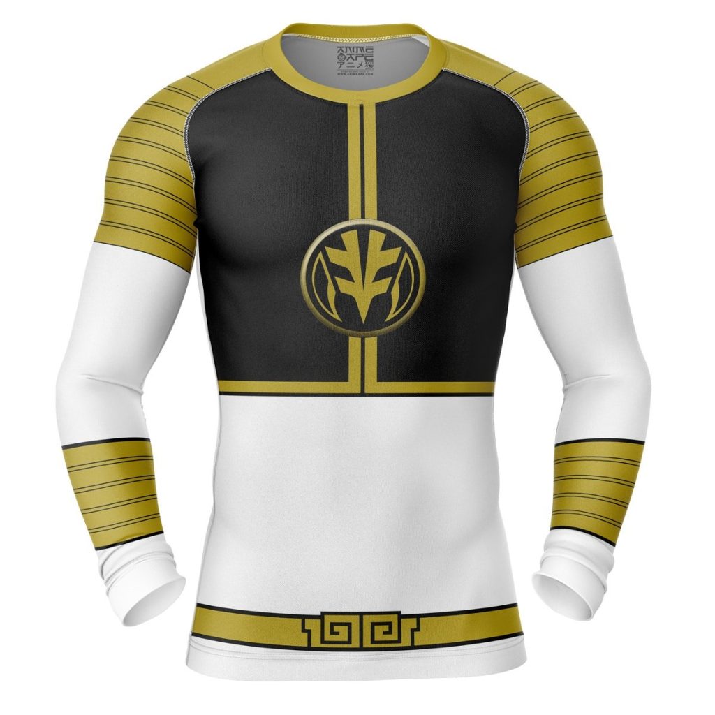 White Ranger Compression Shirt Rash Guard front - Anime Gifts Store