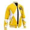 Yellow Ranger MMPR Varsity Jacket F LEFT Mockup - Anime Gifts Store