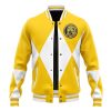 Yellow Ranger MMPR Varsity Jacket FRONT Mockup - Anime Gifts Store