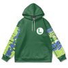 luigi Flat Hoodie front - Anime Gifts Store