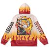 rengoku haori Flat Hoodie back - Anime Gifts Store