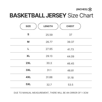 Basketball Jersey Size Chart - Anime Gifts Store