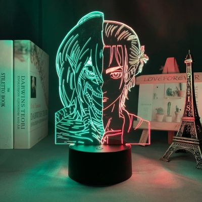 Led Anime Light Attack on Titan Eren Titan Half Face for Bedroom Decoration Dual Color Light 1 - Anime Gifts Store